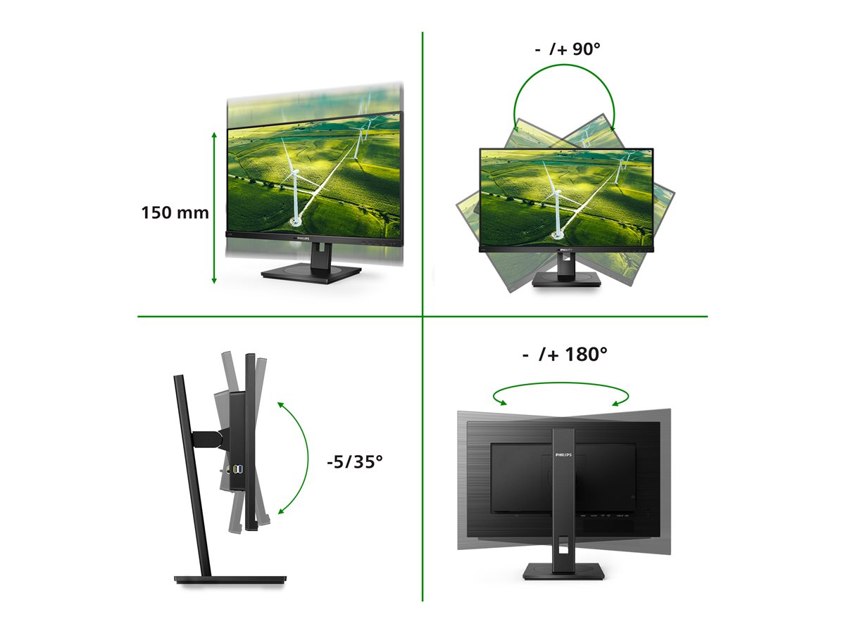 PHILIPS 242B1G/00 23.8p IPS FHD 1920x1080 1000:1 250cd/m2 75Hz 4ms D-Sub DVI HDMI 1xUSB-B 4xUSB 3.2