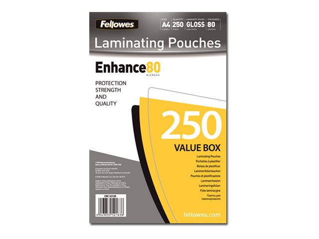 FELLOWES FELLOWES POCHETTES A PLASTIFIER 80MIC A4 250