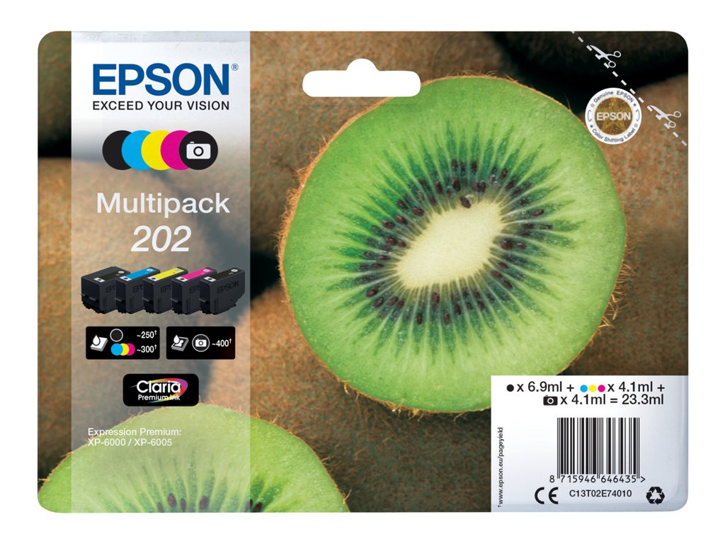 EPSON 1LB Multipack (BK,PBK,C,M,Y) 202 Kiwi Clara Premium Ink