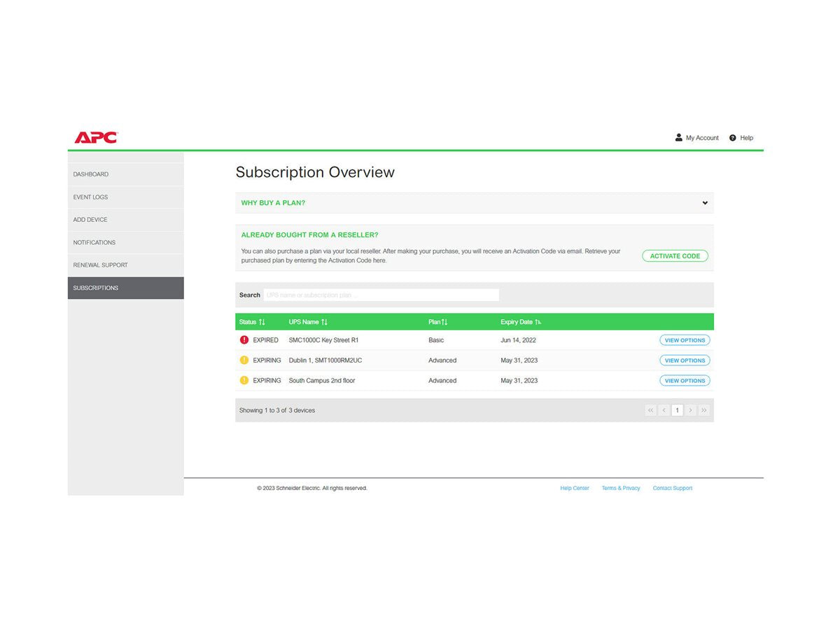 APC 1-UPS Advanced 1Y Plan SmartConnect