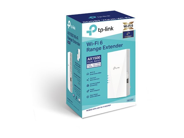 TP-LINK RE500X AX1500 Wi-Fi 6 Range Extender Gigabit RJ45 Wall-plugged 2 int.antennas