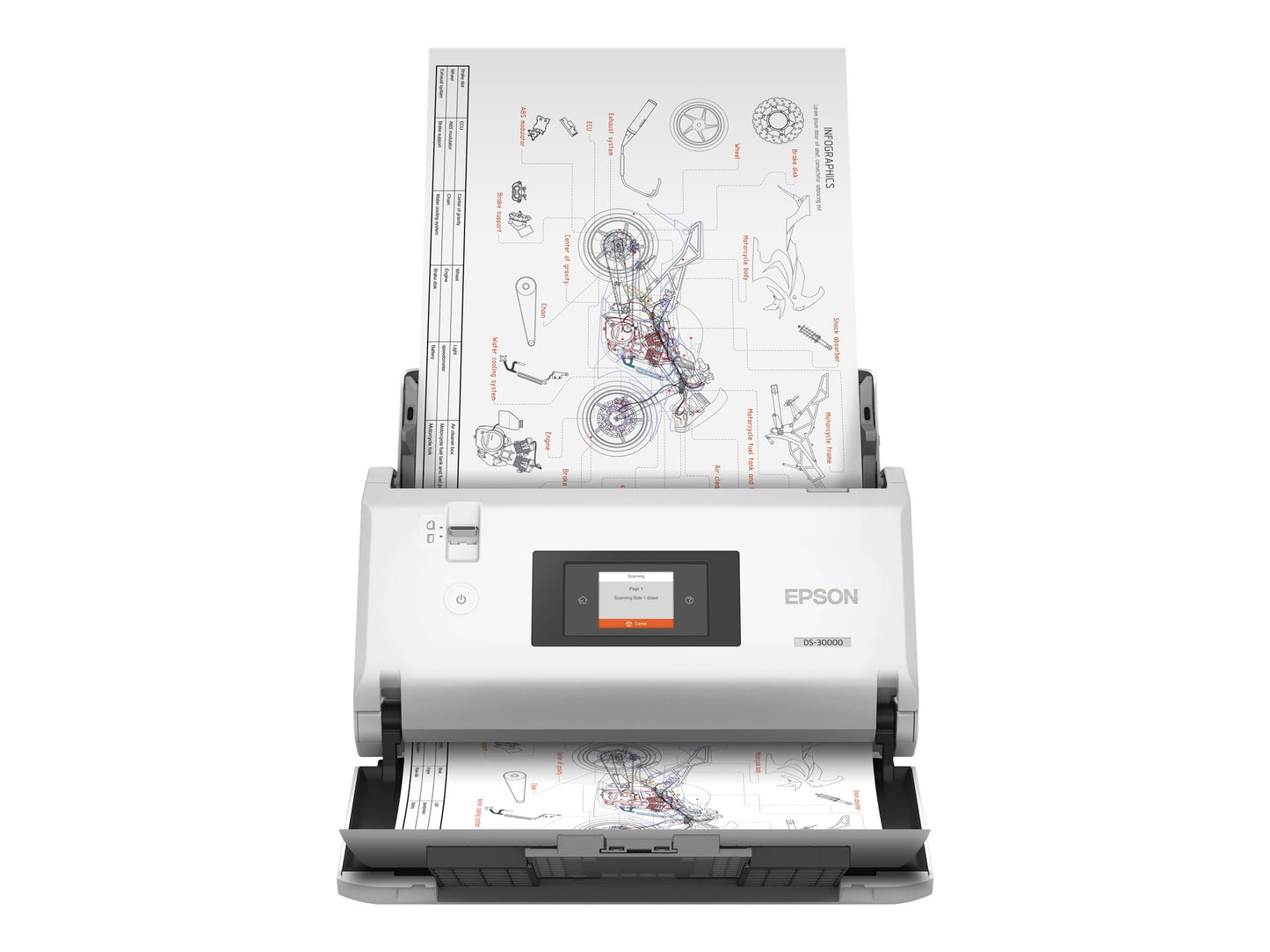 EPSON EPSON WorkForce DS-30000 Document scanner Contact Image Sensor CIS Duplex A3 600x600dpi 70ppm ADF 120sheets 30000scans/d USB 3.0