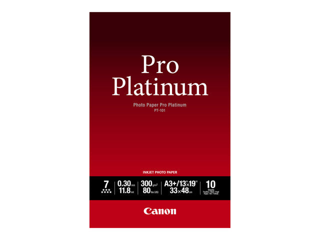 CANON CANON PT-101 pro platinum photo papier 300g/m2 A3+ 10 feuilles pack de 1