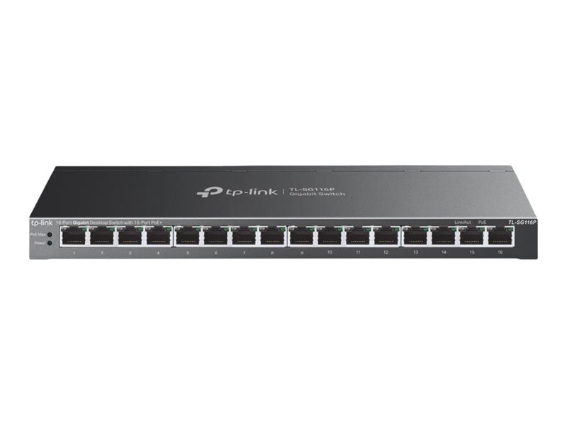 TP-LINK 16Port Gigabit Desktop Switch with 16Port PoE+ 16x Gigabit PoE+ Ports 802.3at/af 120W PoE Power Desktop Steel Case