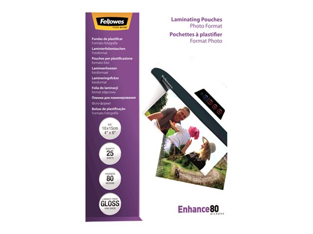 FELLOWES POCHETTES 10X15CM 80 MICRONS 25PK