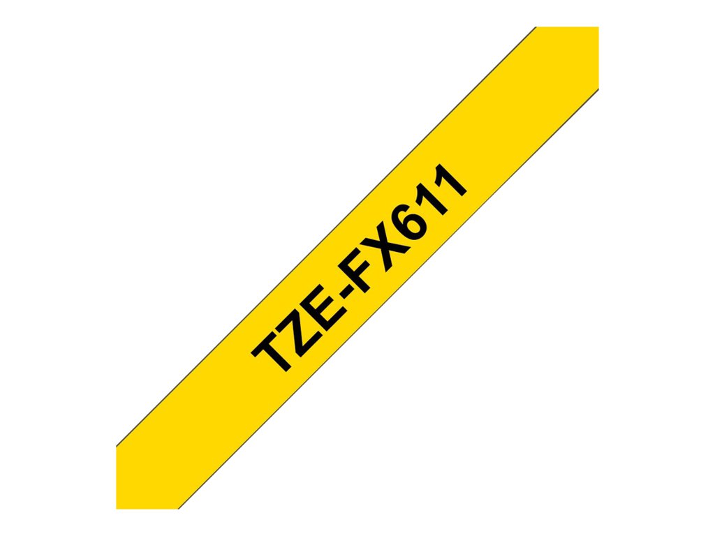 BROTHER P-TOUCH TZE-FX611 noir sur jaune 6 mm