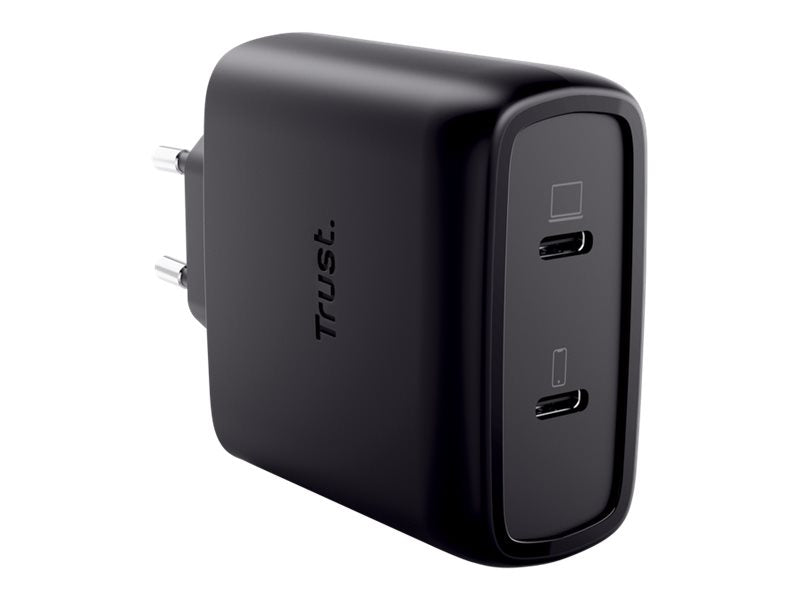 TRUST Alimentation universelle MAXO USB-C 65 watts GAN Apple PC 2 ports + câble - Noire