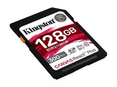 KINGSTON 128Go Canvas React Plus SDXC UHS-II 300R/260W U3 V90 for Full HD/4K/8K