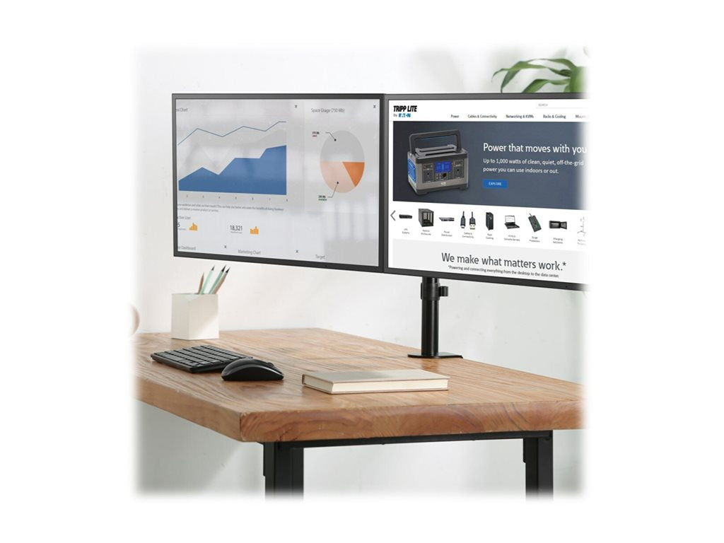 EATON EATON TRIPPLITE Dual-Monitor Flex-Arm Desktop Clamp for 13p to 27p Displays