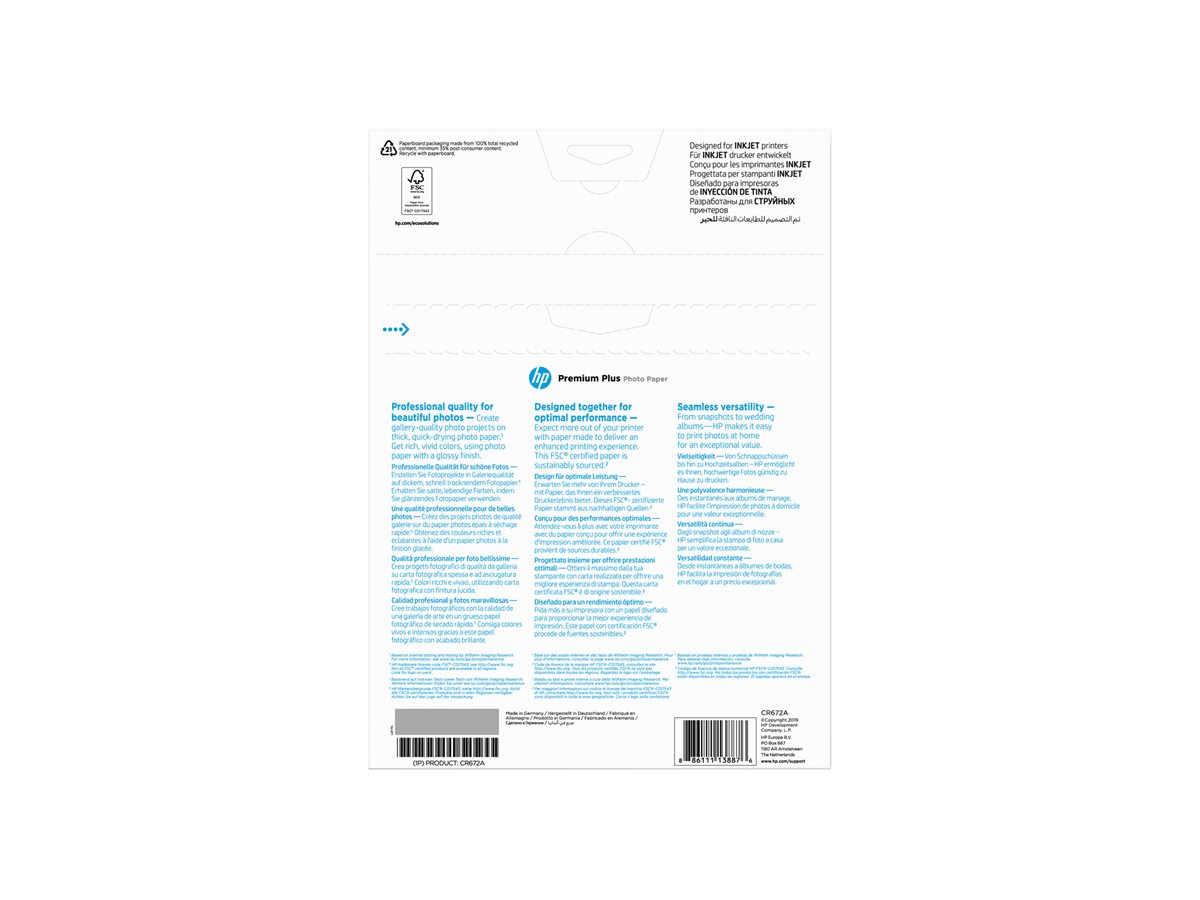 HP INC. HP original CR672A Premium Plus Glossy Photo Paper CR672A white 300g/m2 A4 20 sheets 1-pack