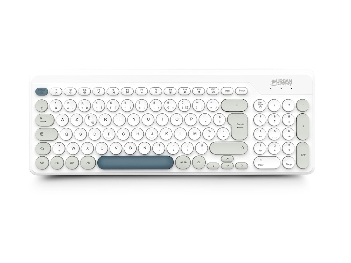 URBAN FACTORY Onlee Color Wireless Flat Keyboard 2.4Ghz - White/Blue/Grey