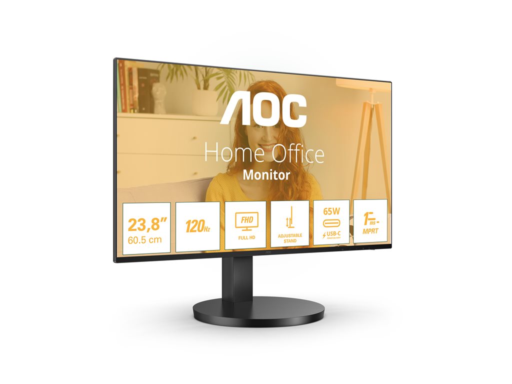 AOC 27B3CF2 27" - 1920 x 1080 Full HD (1080p) @ 100 Hz - IPS - 250 cd/m² - 1300:1 - 1 ms - HDMI, USB-C - haut-parleurs - noir