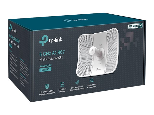 TP-LINK CPE710 5GHz AC900 Outdoor CPE 23dBi 30+ km 1 Gbit STP RJ45 IP65 Weatherproof Passive PoE Multi-Mode
