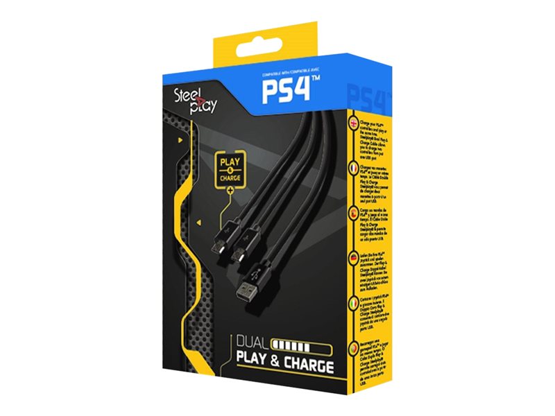 STEELPLAY Cable Dual Play & Charge Pour Manettes Noir PS4