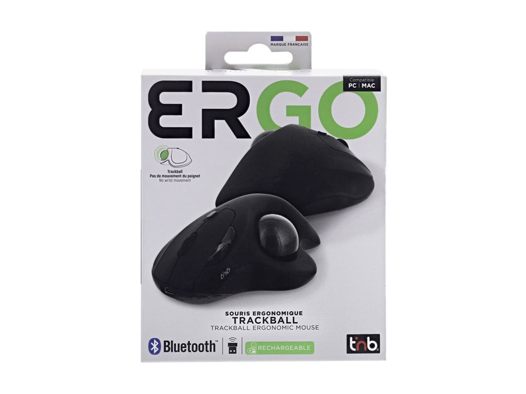 TNB ERGO DUAL CONNECT rechargeable ergonomic trackball mouse black