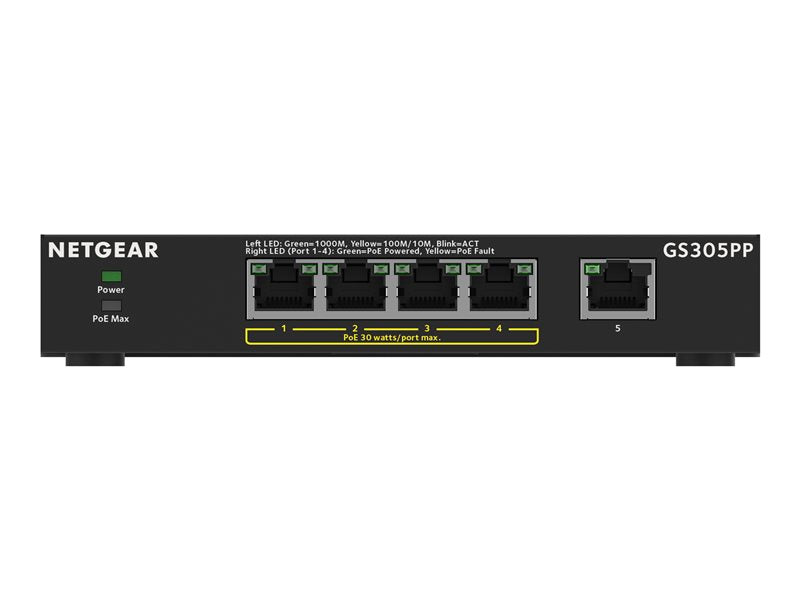 NETGEAR 5PT POE/POE+ GIGE Unmanaged Switch GS305PP