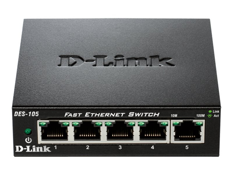 D-LINK D-LINK 5-port 10/100Mbps Fast Ethernet Unmanaged Switch - Metal Housing