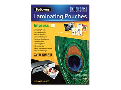 FELLOWES LAMIN POUCHES A5 100MIC 100PK