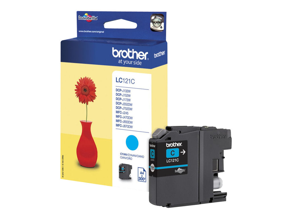 BROTHER LC-121 cartouche d encre cyan capacité standard 300 pages 1-pack blister sans alarme