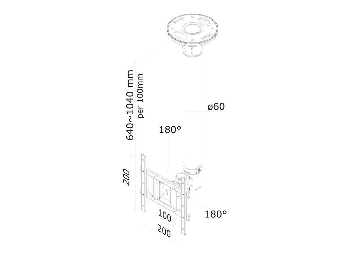 NEOMOUNTS FPMA-C200 Support de plafond pour écran de 10-40p - h 64-104 cm