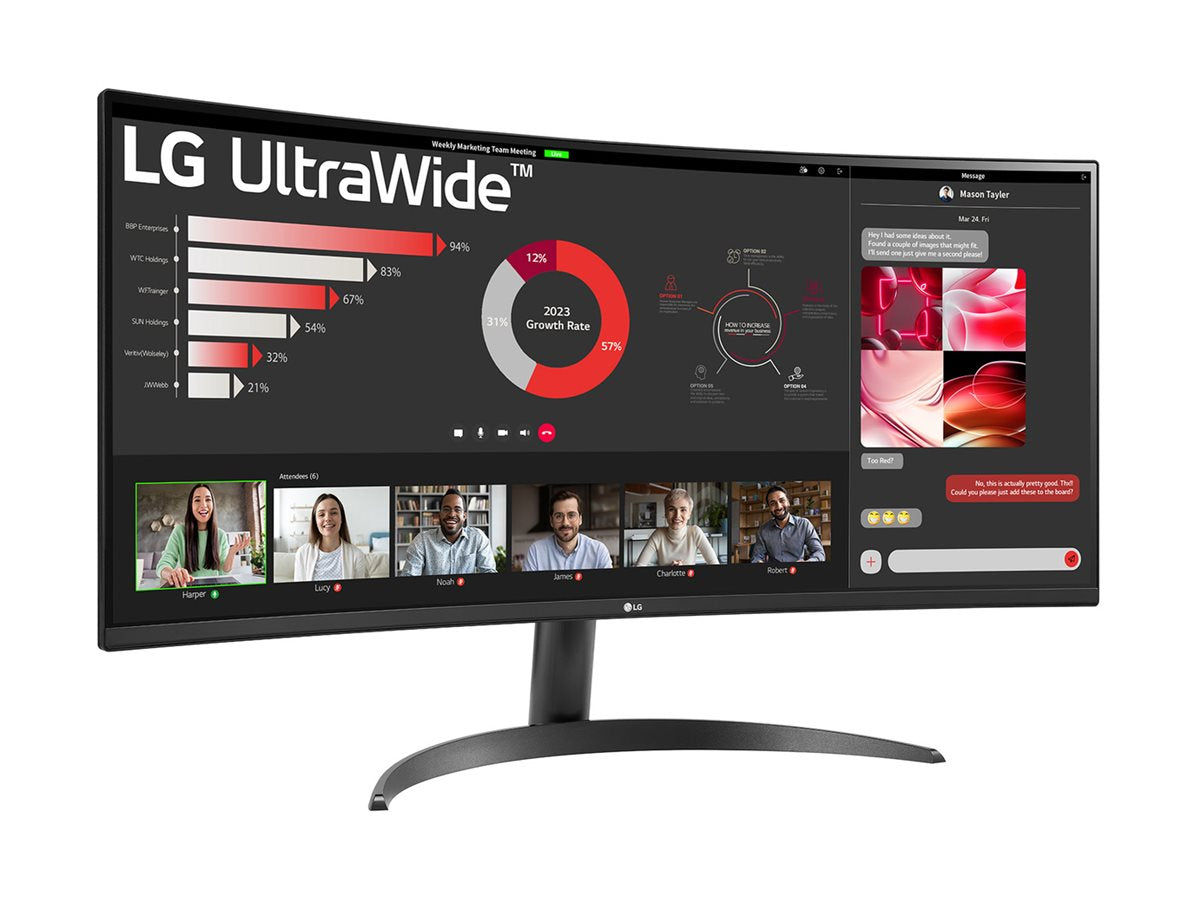 LG LG 34WR50QC-B.AEU Écran LED - incurvé - 34p - 3440 x 1440 WQHD 100 Hz - VA - 300 cd/m² - 3000:1- HDR10 -5ms - 2xHDMI, DisplayPort