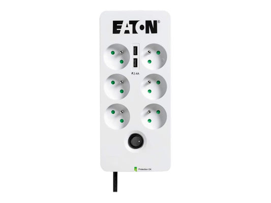 EATON Multiprises parafoudre 10A Protection Box 6 prises FR Port USB