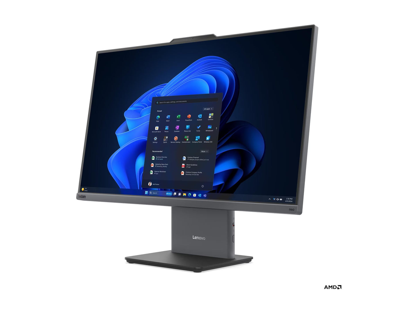 LENOVO ThinkCentre neo 55a 24 Gen 6 AMD Ryzen 5 220 23.8p FHD 8Go 256Go SSD M.2 2280 PCIe AMD Radeon 740M W11P 1YR Onsite