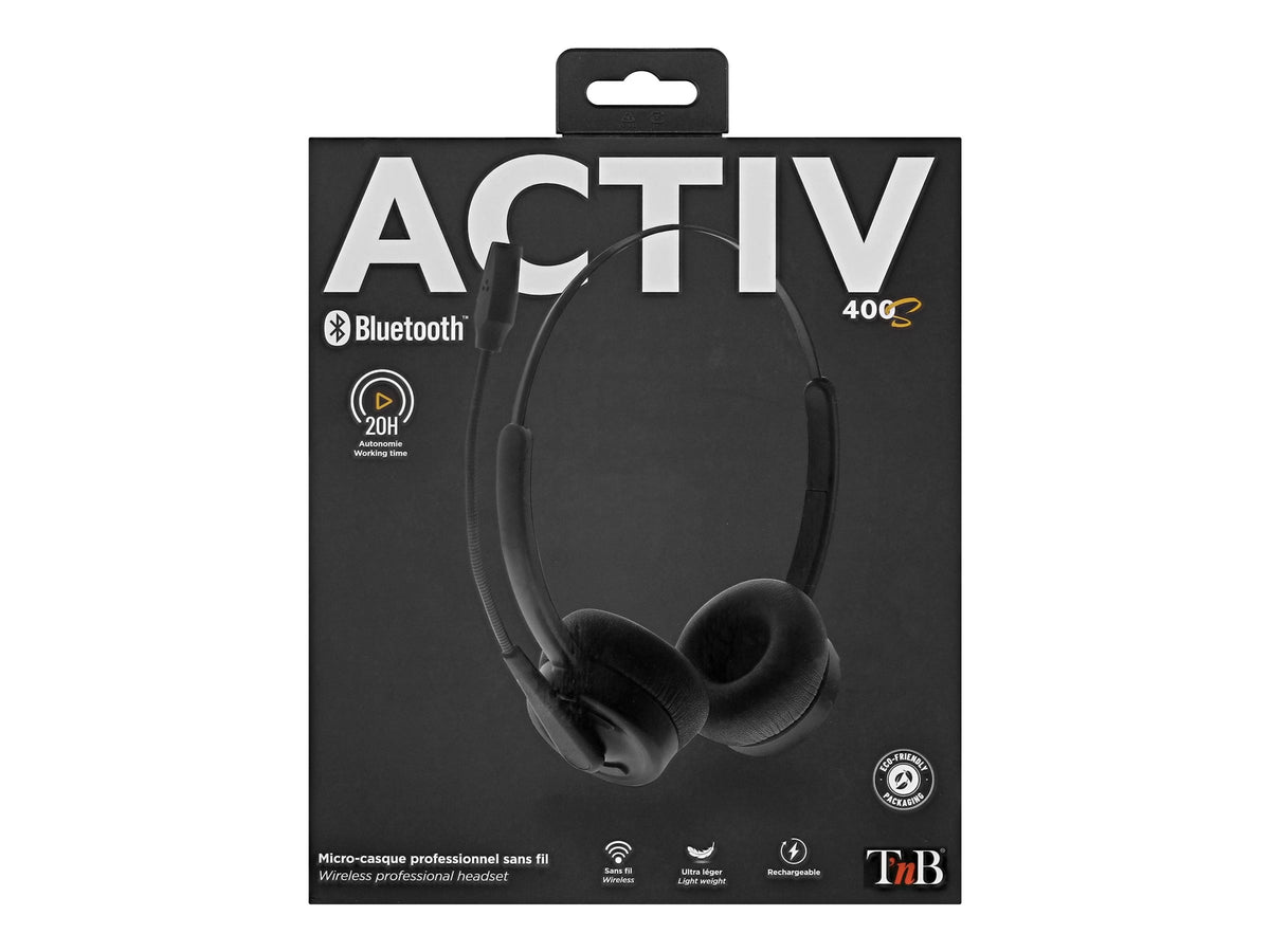 T'NB TNB Activ 400S Professional Stereo Bluetooth Headset Wireless Bluetooth 5.2 Connexion Foam Earpads