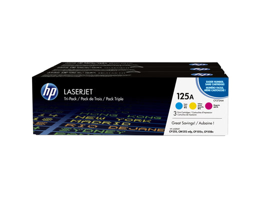 HP 125A original Toner cartridge CF373AM cyan magenta yellow standard capacity 3 x 1.400 pages 3-pack