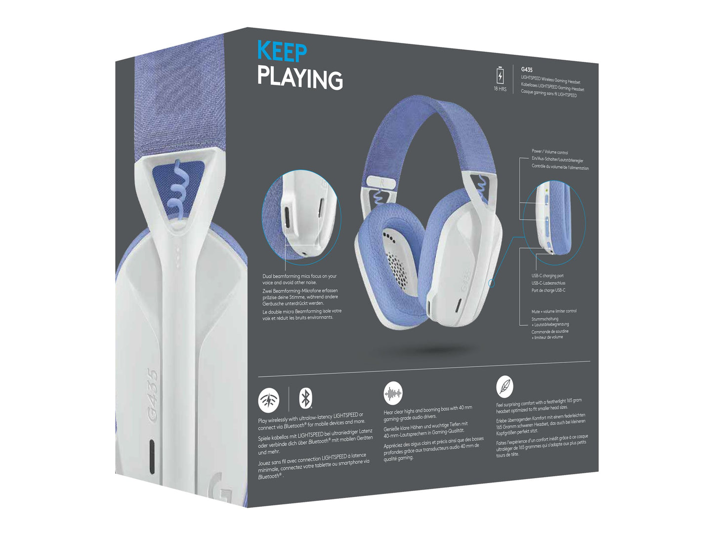 LOGITECH LOGITECH Lightspeed G435 Headset full size Bluetooth / 2.4 GHz radio frequency wireless white Discord Certified