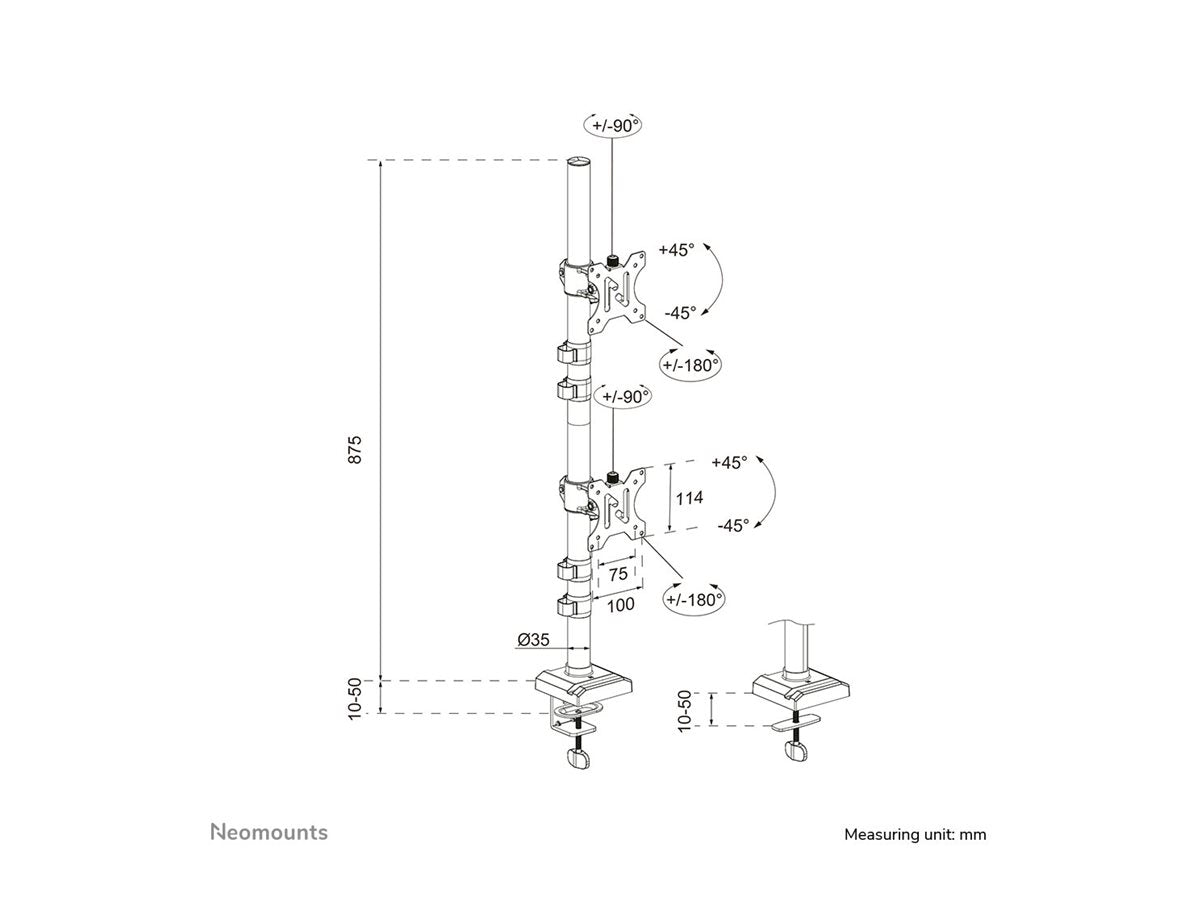 NEOMOUNTS NERO Dual monitor arm 10-32p
