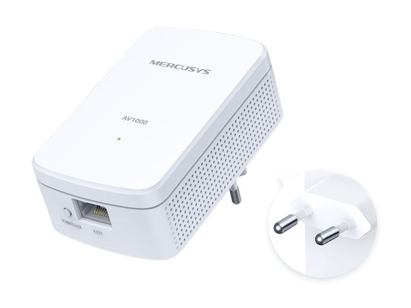 TP-LINK MERCUSYS MP500 AV1000 Powerline Kit: 2x MP500 Powerline adapter 1000 Mbps Broadcom CPU HomePlug AV2 1x Gigabit Port
