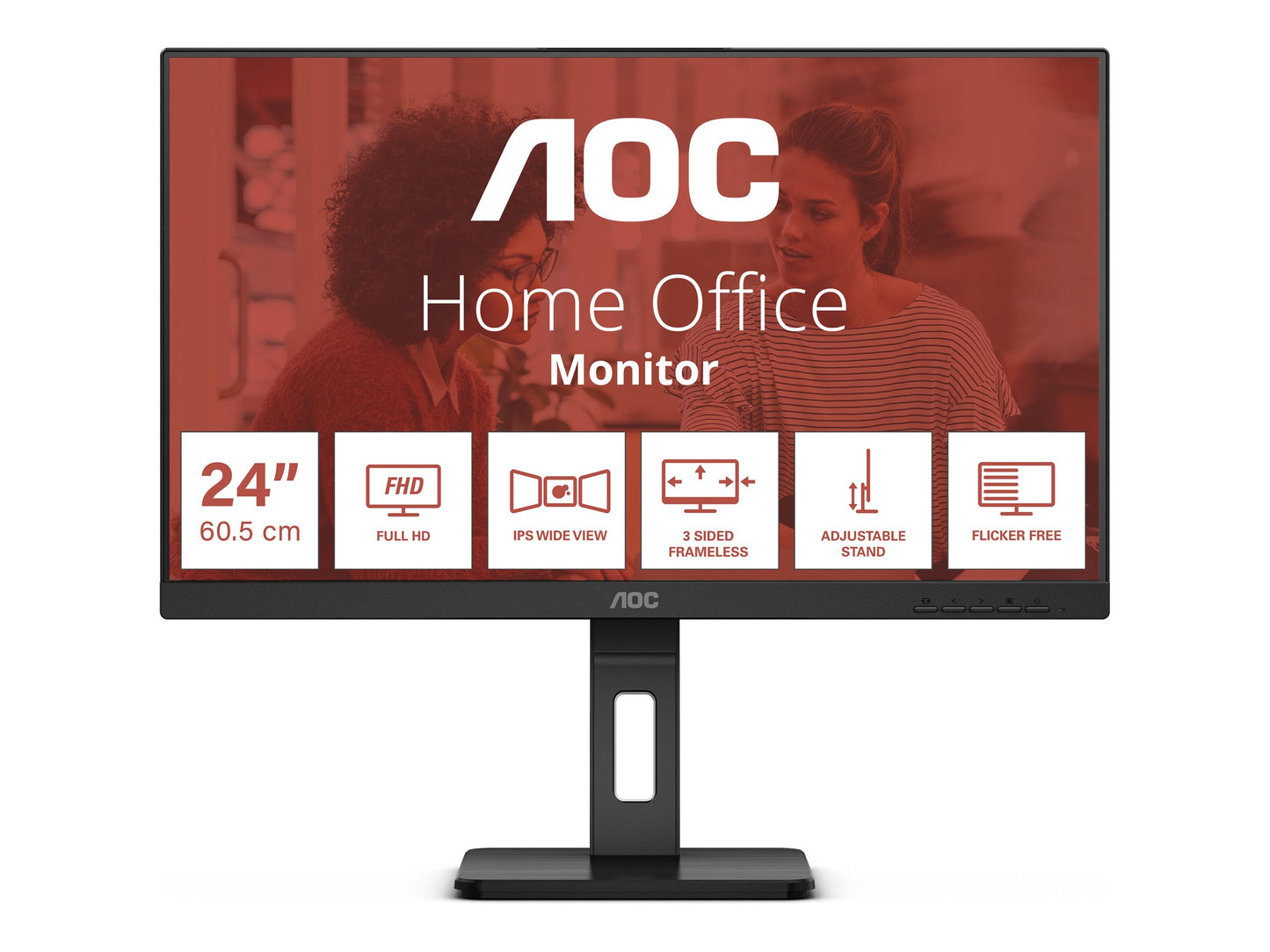 AOC INTERNATIONAL AOC 24E3QAF Écran LED - 24" - 1920 x 1080 Full HD (1080p) @ 75 Hz - IPS - 1000:1 - 4 ms - HDMI, VGA, DP , HAS pivot Haut- parleurs