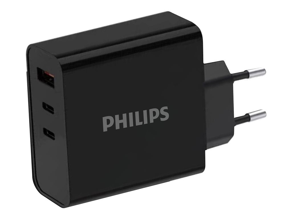 PHILIPS Chargeur secteur 65W 2 ports USB Type C et 1 USB-A