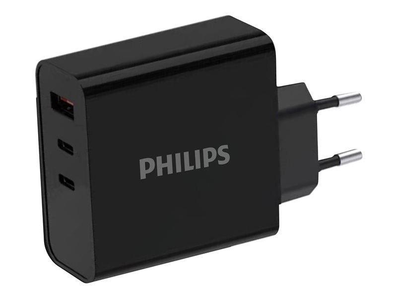 PHILIPS Chargeur secteur 65W 2 ports USB Type C et 1 USB-A