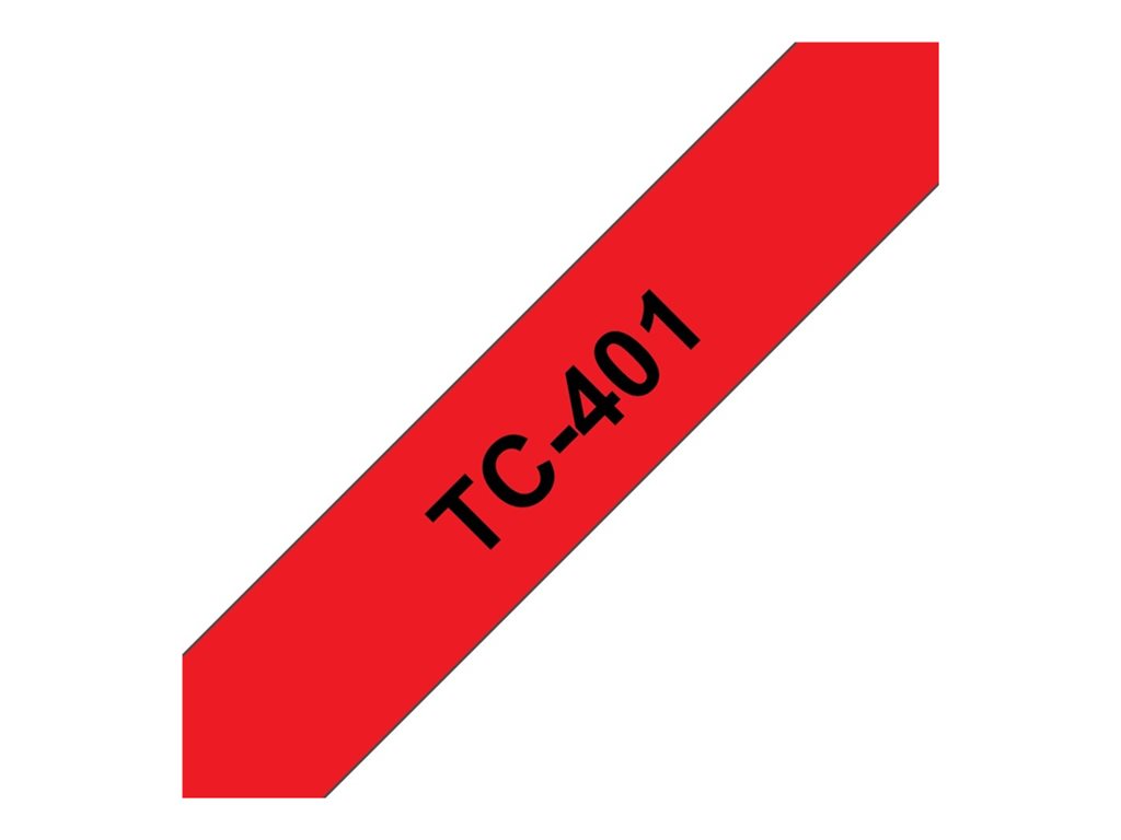BROTHER P-TOUCH TC-401 noir sur rouge 12mm