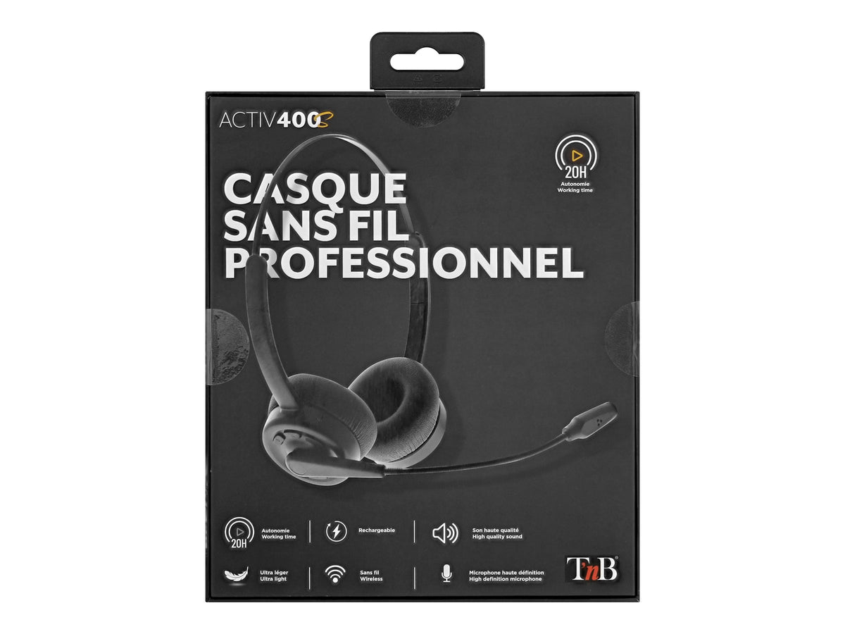 T'NB TNB Activ 400S Professional Stereo Bluetooth Headset Wireless Bluetooth 5.2 Connexion Foam Earpads