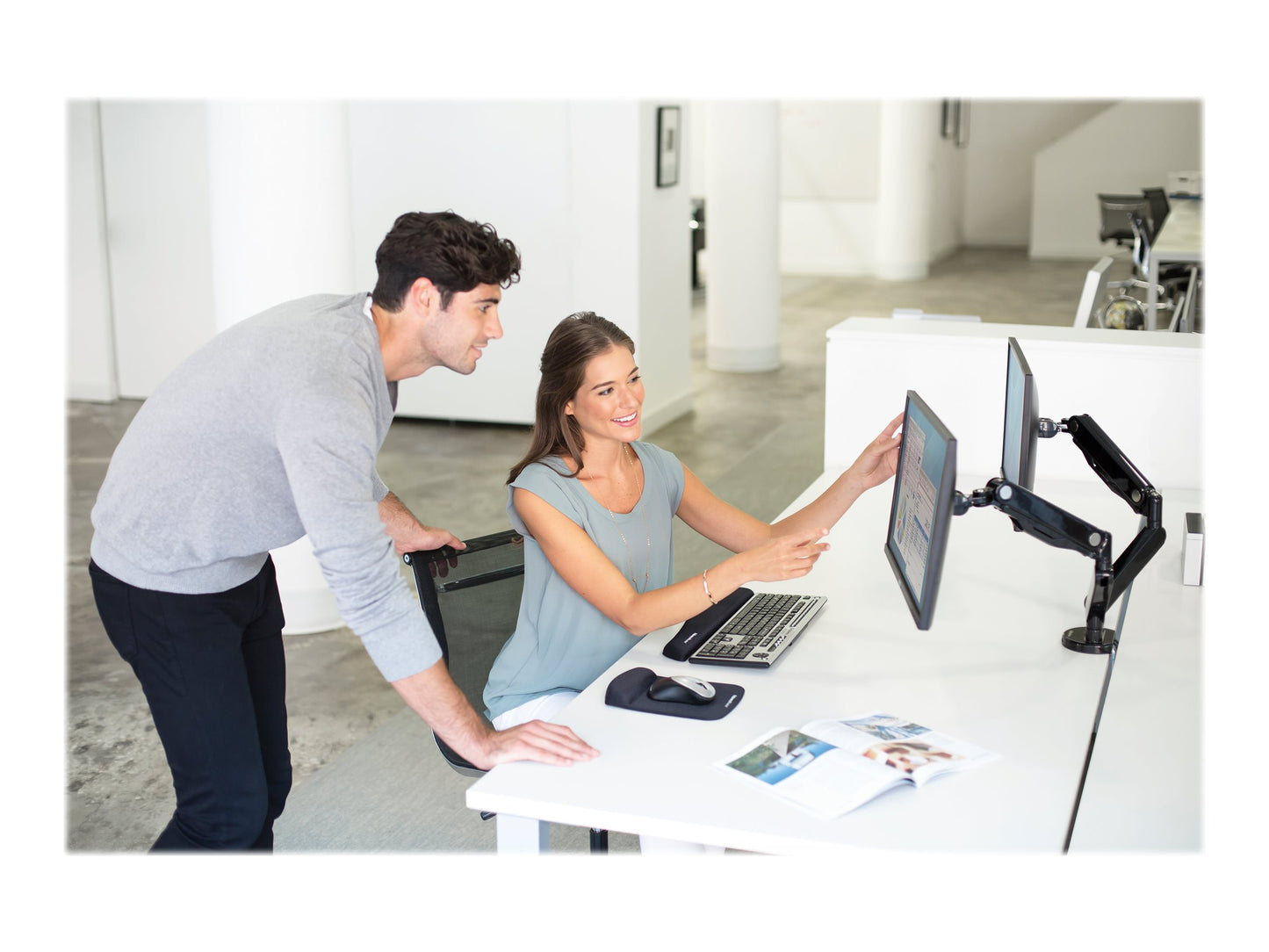 FELLOWES Bras porte écran double Platinium Série