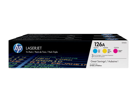 HP 126A original Toner cartridge CF341AD cyan magenta yellow 3x 1.000 pages 3-pack