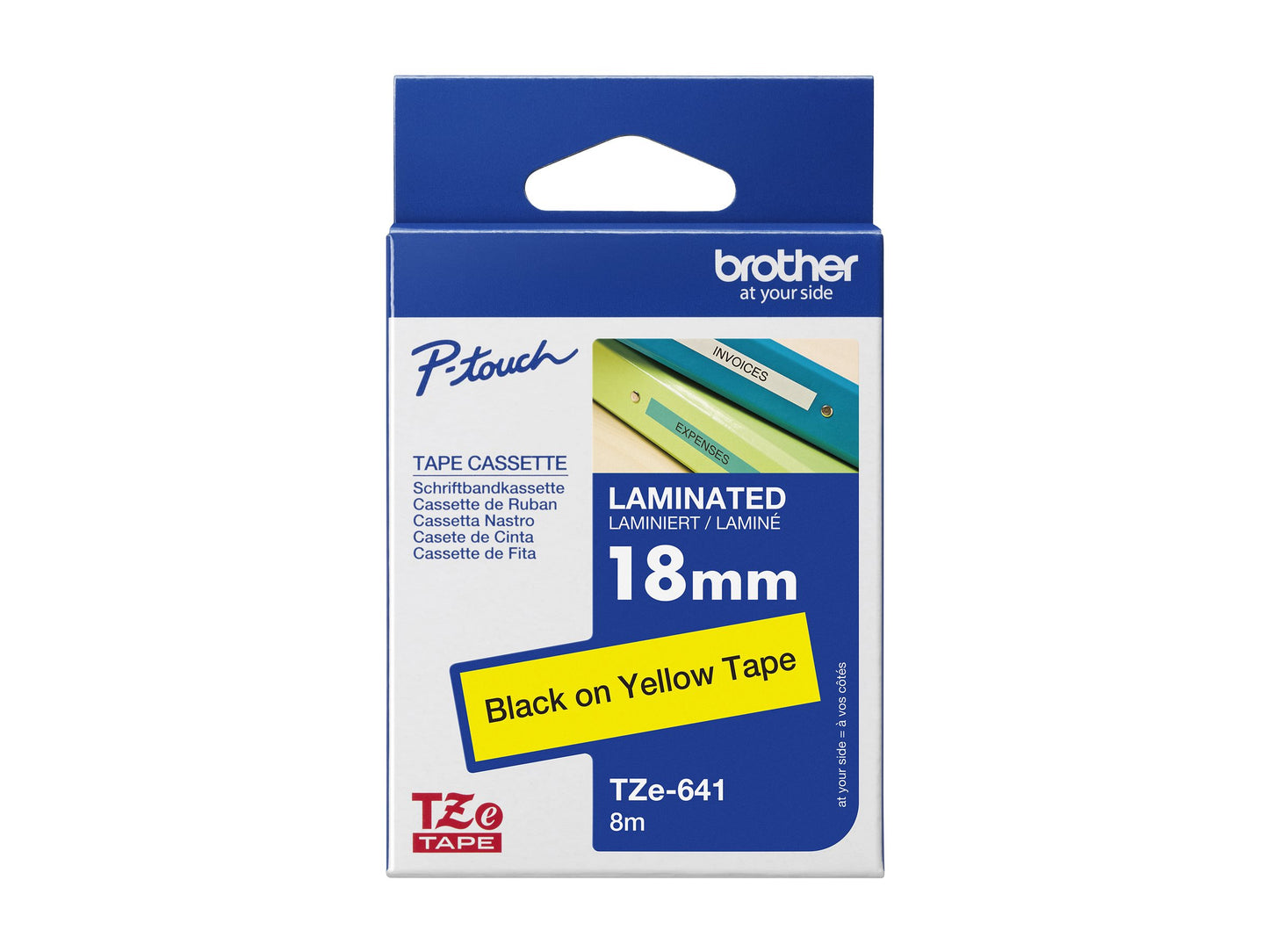 BROTHER P-TOUCH TZE-641 noir sur jaune  18mm