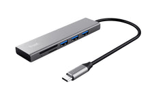 Charger l'image dans la galerie, TRUST Hub USB-C HALYX 5 ports 3 USB 1 SD et 1 micro-SD