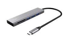 Charger l'image dans la galerie, TRUST Hub USB-C HALYX 5 ports 3 USB 1 SD et 1 micro-SD