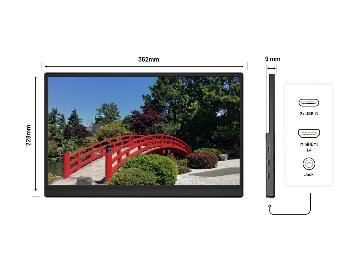 JAPANNEXT JAPANNEXT JN-MD-i156F-T-LE - Ecran nomade tactile 15.6p 1920x1080 FHD 60Hz - IPS - 300 cd/m2 - mini HDMI - USB-C charge