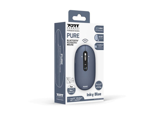 PORT DESIGNS Professional Bluetooth mouse Built-in USB-C rechargeable battery up to 1 month autonomy FreeWheel technology