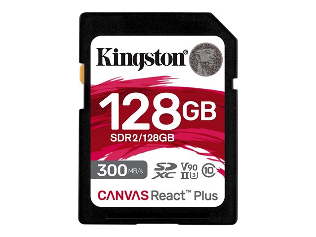 KINGSTON 128Go Canvas React Plus SDXC UHS-II 300R/260W U3 V90 for Full HD/4K/8K
