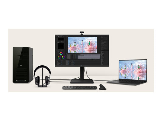 LG LG 24BA450-B.AEUQ Écran LED - 24 - 1920 x 1080 Full HD (1080p) @ 100 Hz - IPS - 250 cd/m² - 1300:1 - 5 ms - HDMI, VGA, DP- HP