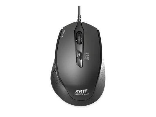 PORT DESIGNS MOUSE OFFICE WIRED SILENT PRO - MEDIUM SIZE - BLACK - BULK