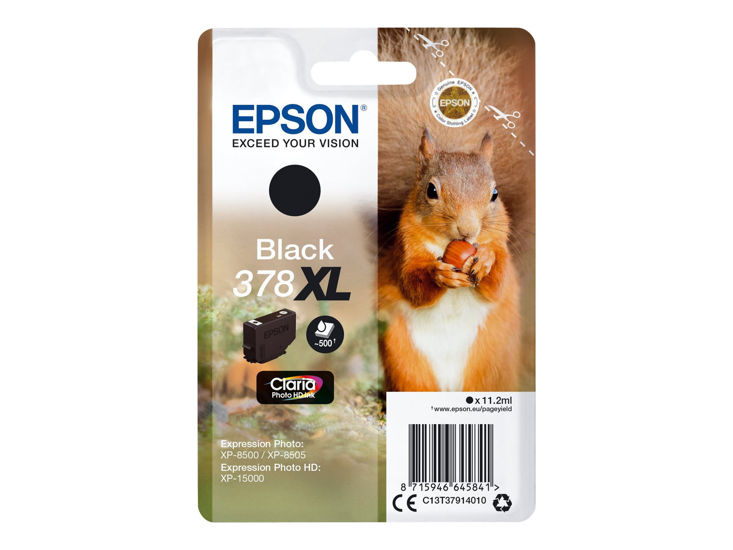 EPSON 5LB Singlepack Black 378XL Squirrel Clara Photo HD Ink