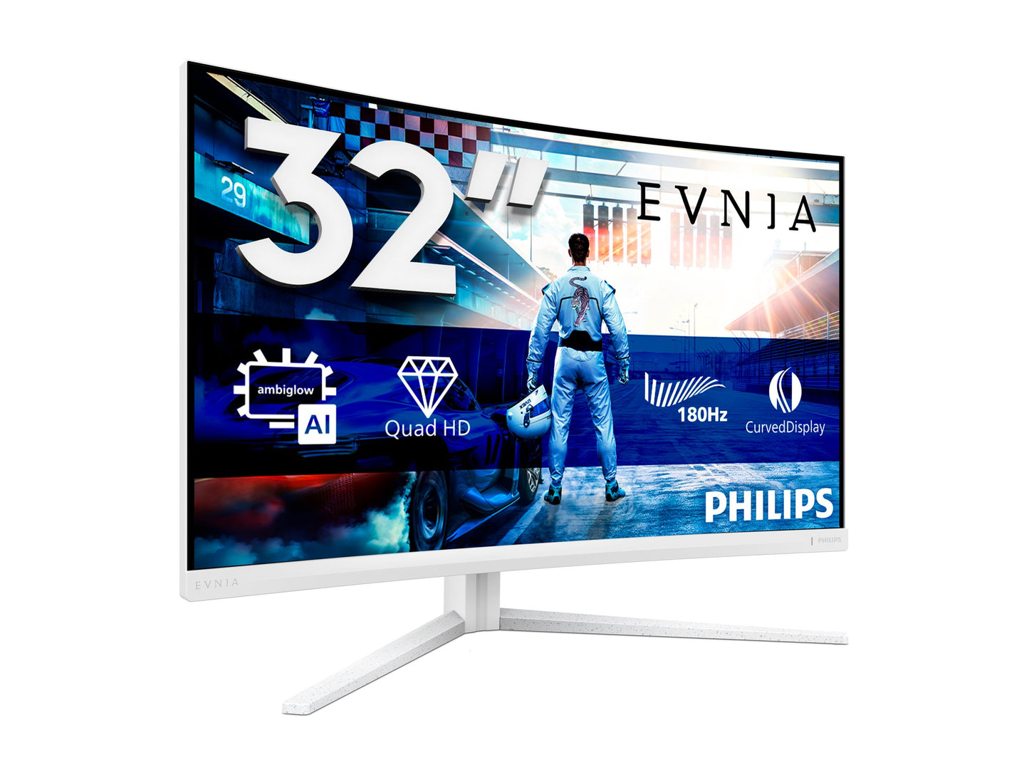 PHILIPS 31.5p 2560x1440 VA Curved 1500R 130mm EVNIA 5000 Ambiglow Curved QHD 2K 180Hz Fast VA 1ms GtG HDR10