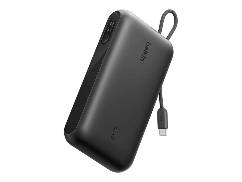 BELKIN BOOSTCHARGE 20k PD45w Display PowerBank with Integrated Cable 1A1C Black